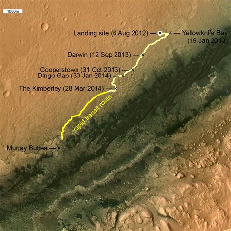 Curiosity Route Map Wide View Updated To The Planetary Society