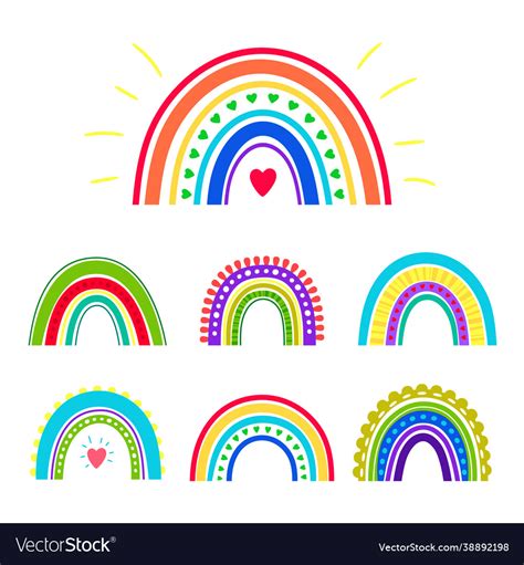 Hand Drawn Rainbows Royalty Free Vector Image Vectorstock