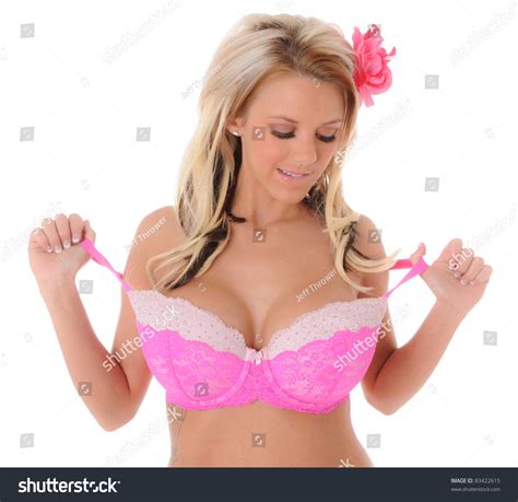 Woman Removing Pink Lingerie Top Stock Photo 83422615 Shutterstock