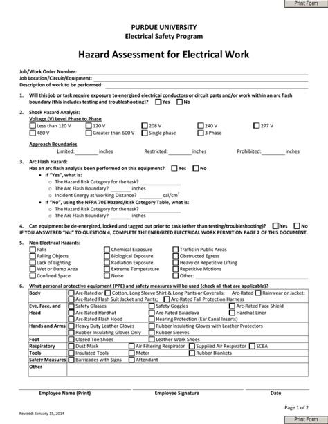 Hazard Assessment For Electrical Work Energized Electrical Work
