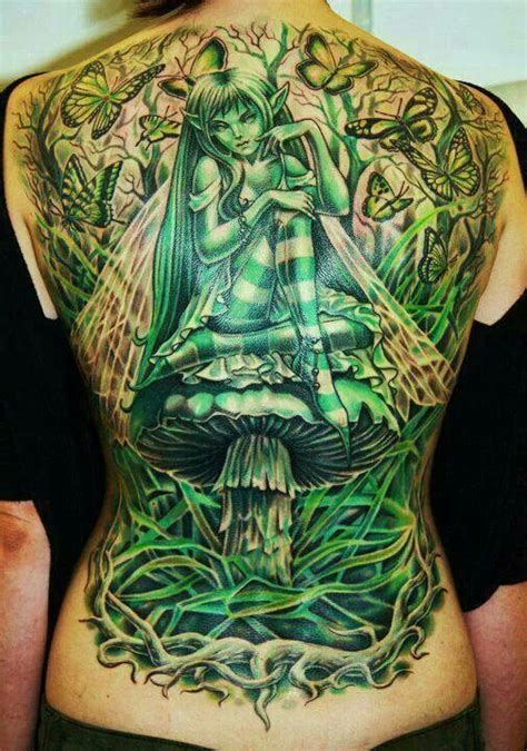 Lv this back wow | Fairy tattoo, Fairy tattoo designs, Mushroom tattoos