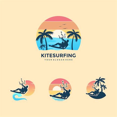 Premium Vector Kite Surfing Design Concept Illustration Silhouette Vector