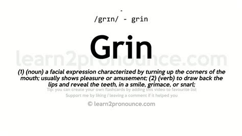 Pronunciation Of Grin Definition Of Grin Youtube