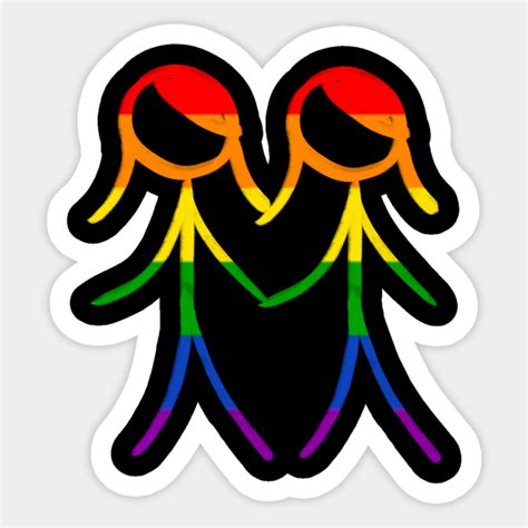 rainbow lesbian stick figures rainbow lesbians sticker teepublic uk