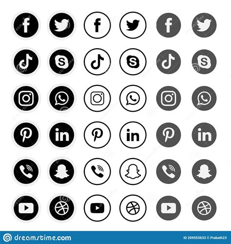 Collection Of Social Media Icons And Logos Editorial Stock Photo