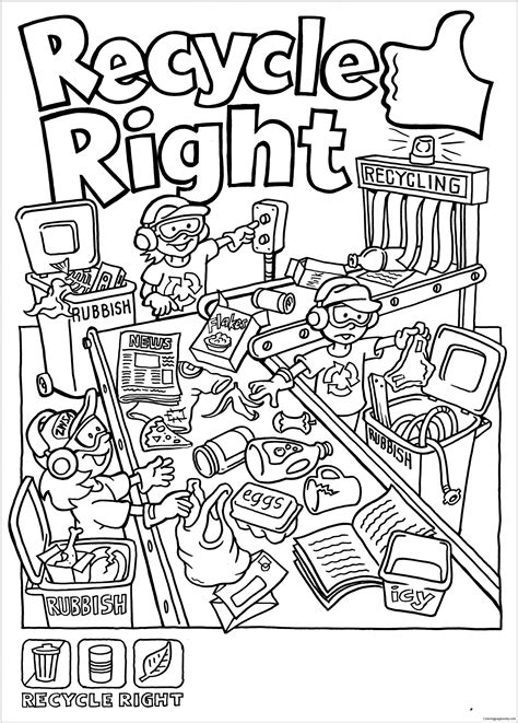 Recycle Right Coloring Page Free Printable Coloring Pages