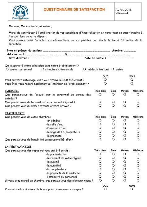 Exemple De Questionnaire De Satisfaction D'un Service  sanatamor 1