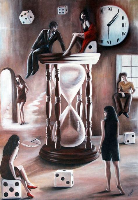 Hourglass Original Oil Painting Surrealism Unique Fantasy