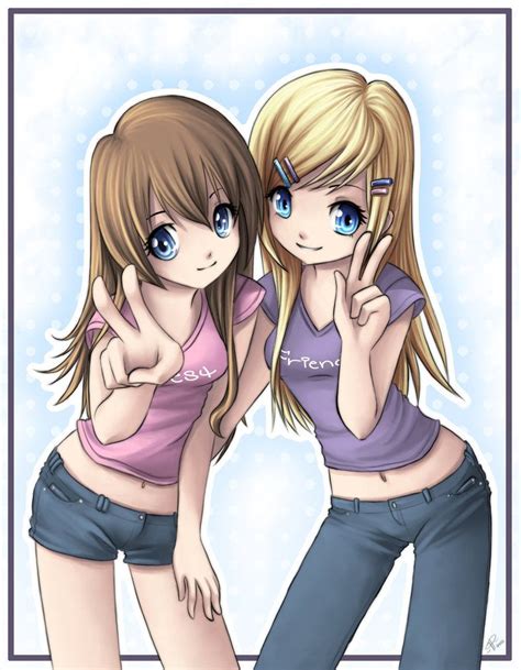 Anime Chibi Girls Best Friends | Best Friends by angelnablackrobe