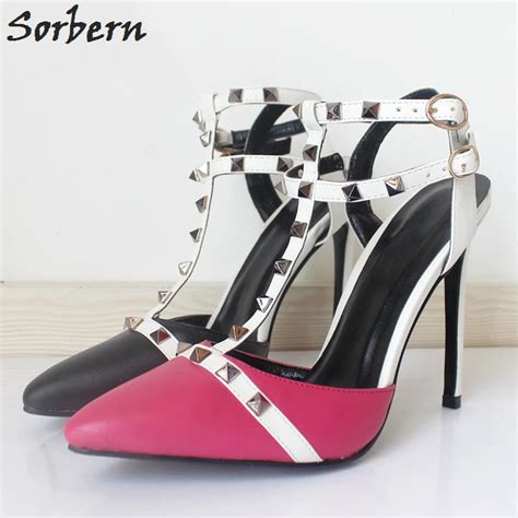 Buy Sorbern Sexy T Straps Pointed Toe Ladies Shoes Size 12 Women Heels Rivets