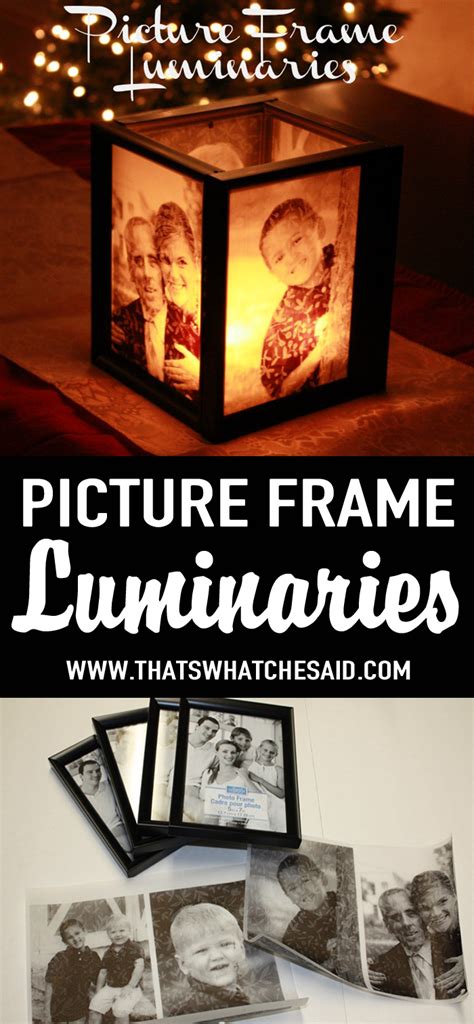 Another idea is to use picture frames to create a diy card box for a graduation party or wedding. DIY Photo Luminaries | Luminary diy, Diy frame, Dollar ...