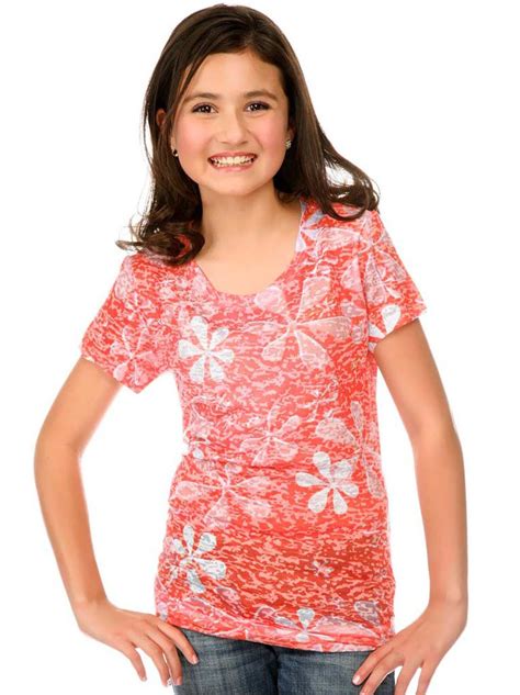 Peach Flower Power Short Sleeved Tween Burnout Hip Together