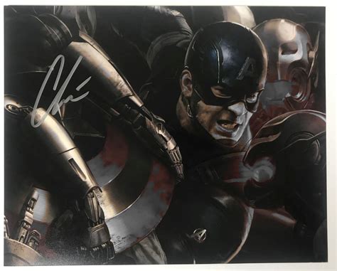 Chris Evans Autographed Captain America Glossy 8x10 Photo Aacs Autographs