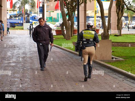 Police Woman In The Miraflores District In Lima Peru Stock Photo Alamy