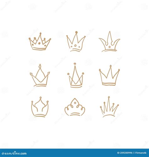 Doodle Crowns Lettering Crown With Text Elements Sketch Majestic