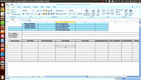 Sample Test Case Template In Excel Format Mvpdax