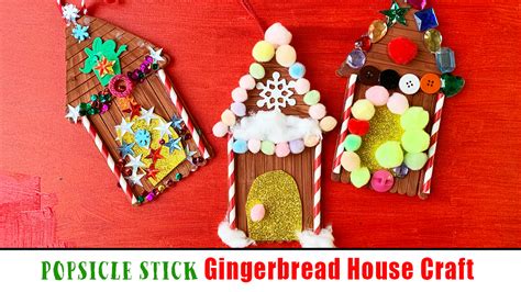 Popsicle Stick Gingerbread House Craft For Kids Happy Toddler Playtime