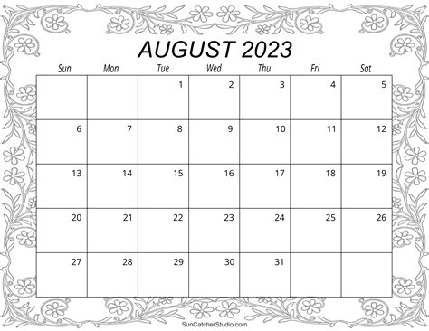 August 2023 Calendar Free Printable Diy Projects Patterns