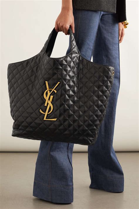SAINT LAURENT Icare Extra Large Embellished Quilted Leather Tote NET