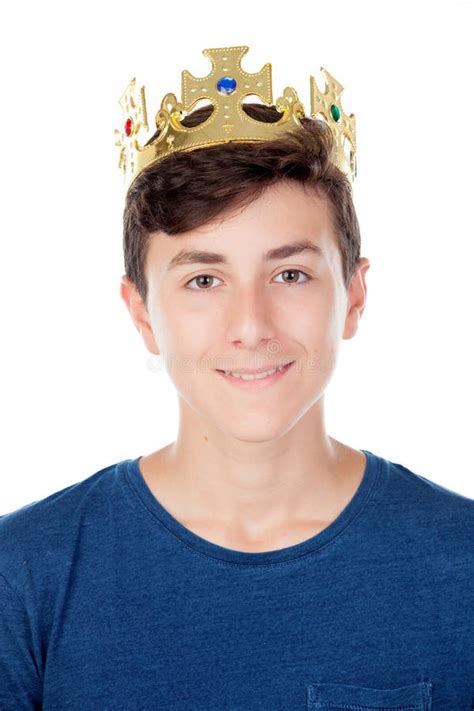 Teenager Boy With King Crown Stock Image Image Of Education Person