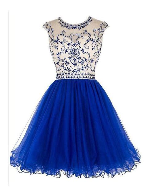 Sexy Open Back Royal Blue Short Tulle Homecoming Prom Dresses Cm0008