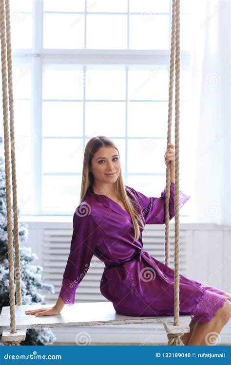 Woman In Silk Robe Stock Photo Image Of Alluring Background