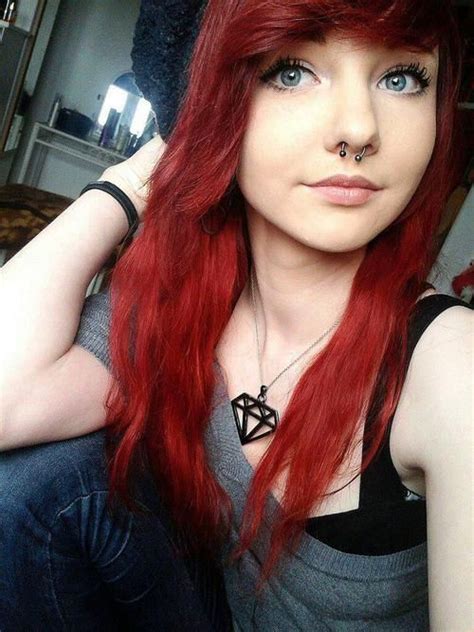 Septum Piercing Stainless Steel Piercings Red Hair Emo Girl Scene