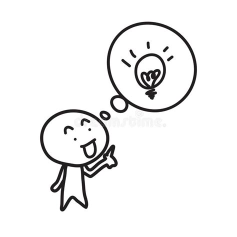 Thinking Human With Light Idea Bulb Stock Vector Illustration Of