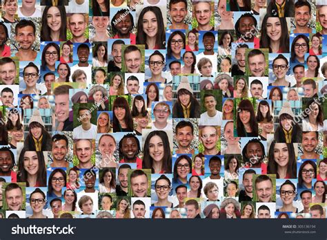 Background Collage Large Group Portrait Of Multiracial Young Smile