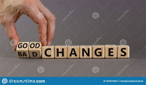 Bad Or Good Changes Symbol. Businessman Changes Words Bad Changes To 