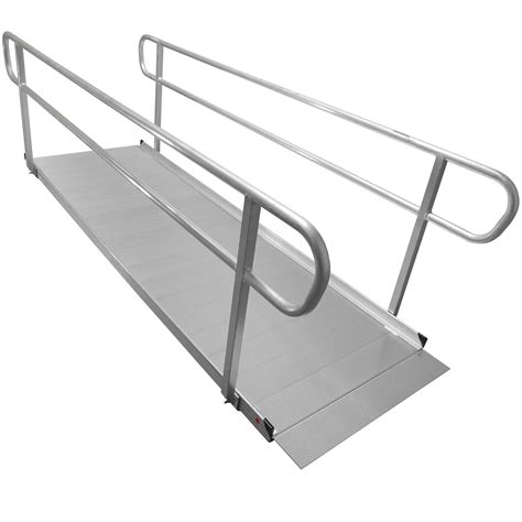 Titan Ramps Aluminum Wheelchair Entry Ramp And Handrails 10 Ft Solid