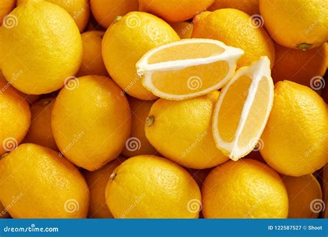 Bunch Of Fresh Lemons In The Organic Food Market Stock Image Image Of