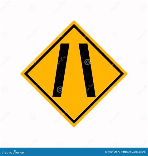 Narrowing Traffic Road Signvector Illustration Isolate On White