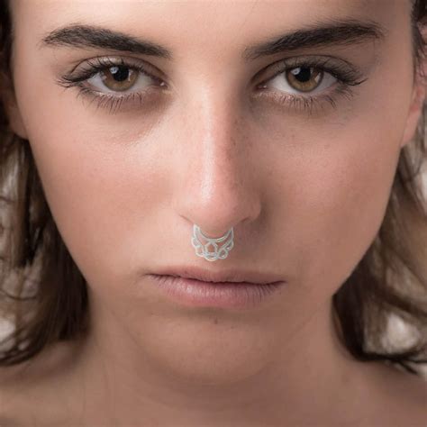Silver Septum Ring Septum Hoop Nose Piercing G Septum Etsy