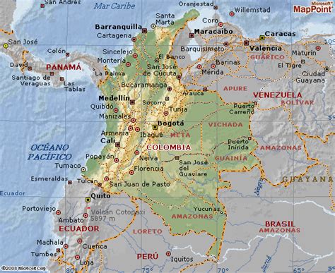 Mapa De Colombia Con Sus Límites Mapa Físico Geográfico Político