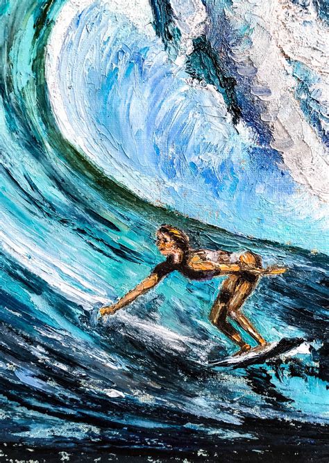 Surfer Painting California Original Art Wave Artwork Etsy