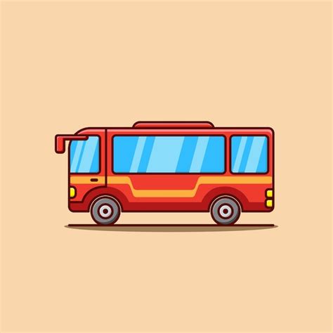 Premium Vector Red Bus Cute Cartoon Illustration