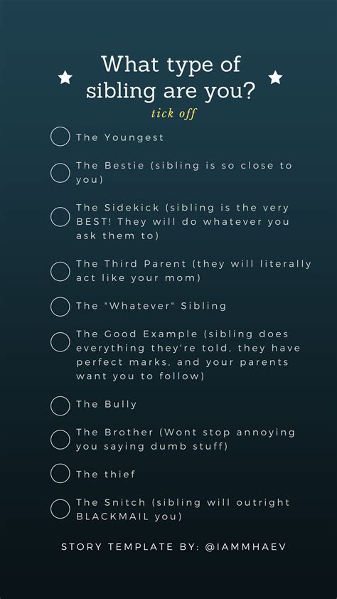 What Type Of Sibling Are You Instagram Story Template Funny Questions