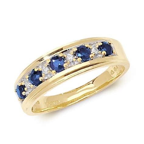 9 Carat Yellow Gold Sapphire And Diamond Eternity Ring Northumberland