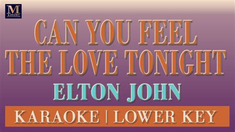 Can You Feel The Love Tonight Karaoke Elton John Lower Key Youtube
