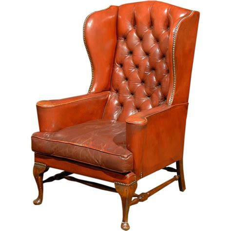 Genuine brown tufted leather wingback chair: abp279347.jpg