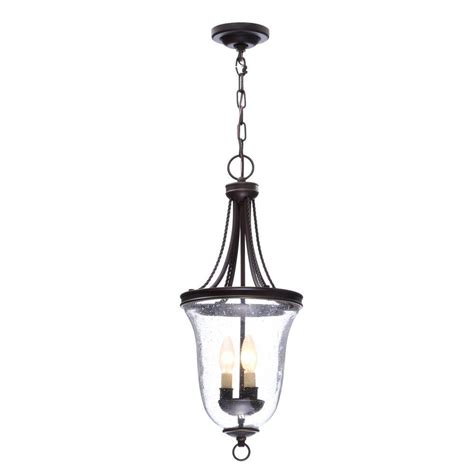 Progress Lighting Seeded Glass Collection In Light Antique Bronze Foyer Pendant With