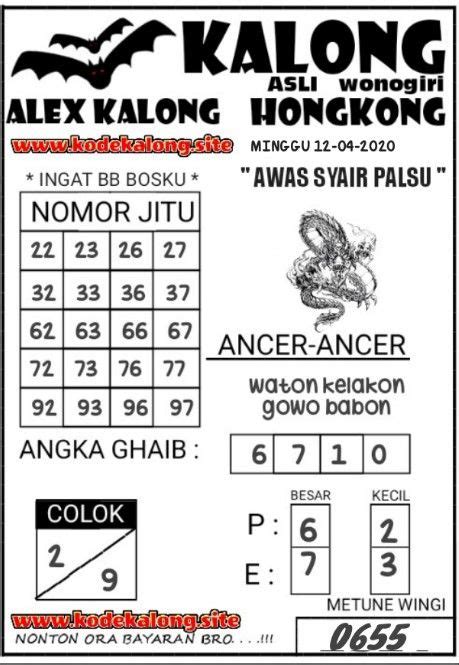 kode alam hari ini hongkong
