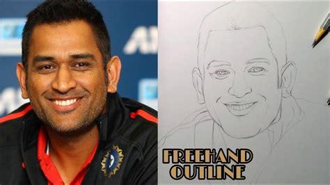 How To Draw Ms Dhoni Step By Step Outline Tutorial For Beginners