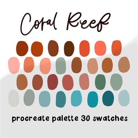 Coral Reef Procreate Color Palette Etsy