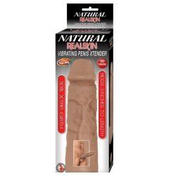 Natural Realskin Vibrating Penis Xtender Brown Sex Toys Adult