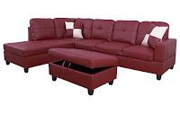 Aycp Furniture Red Leather Sectional Sofa 