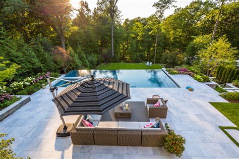 Luxury Vanishing Edge Swimming Pool And Outdoor Living Area Ridgewood