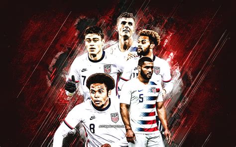 Usa National Soccer Team Red Stone Background Usa Soccer United