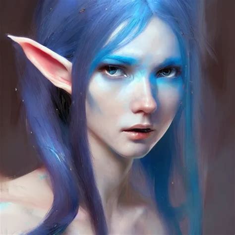 Elf Girl With Blue Skin Alien Skin Blue Elf Blue Stable Diffusion
